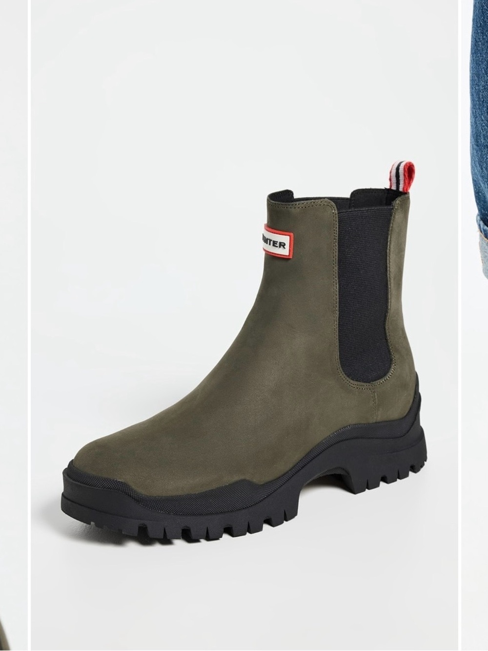 Hunter Olive Green & Black Chelsea Rain Boot